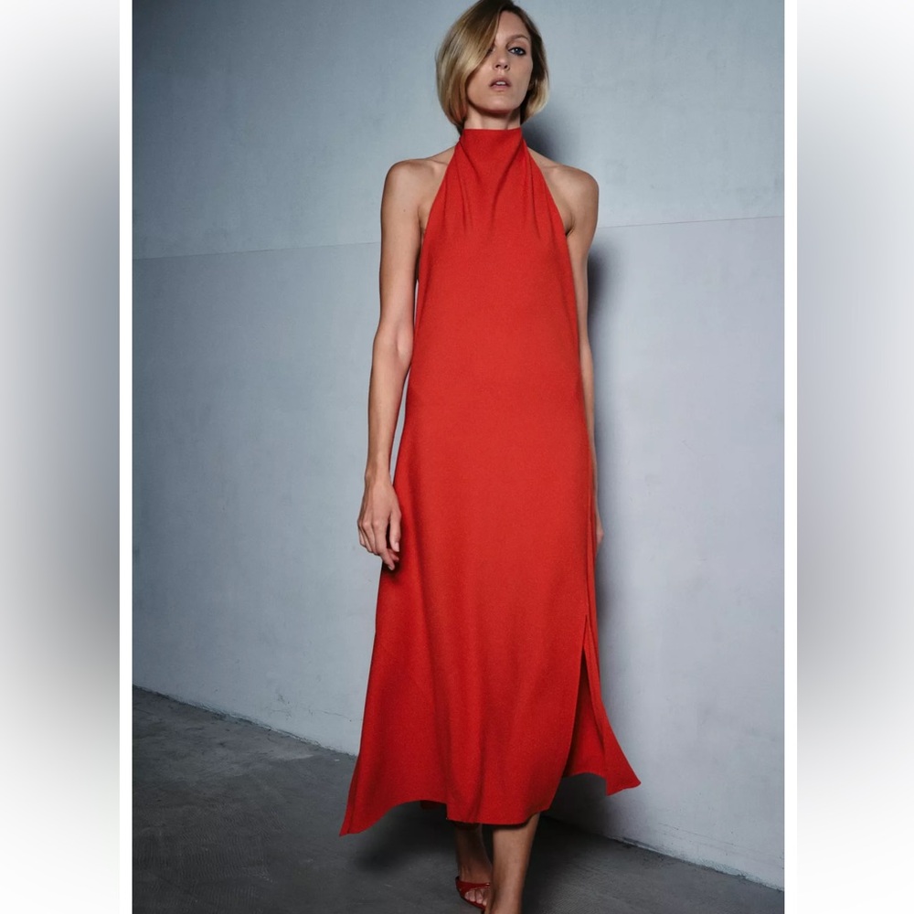 Zara Elegant Red Sleeveless Dress